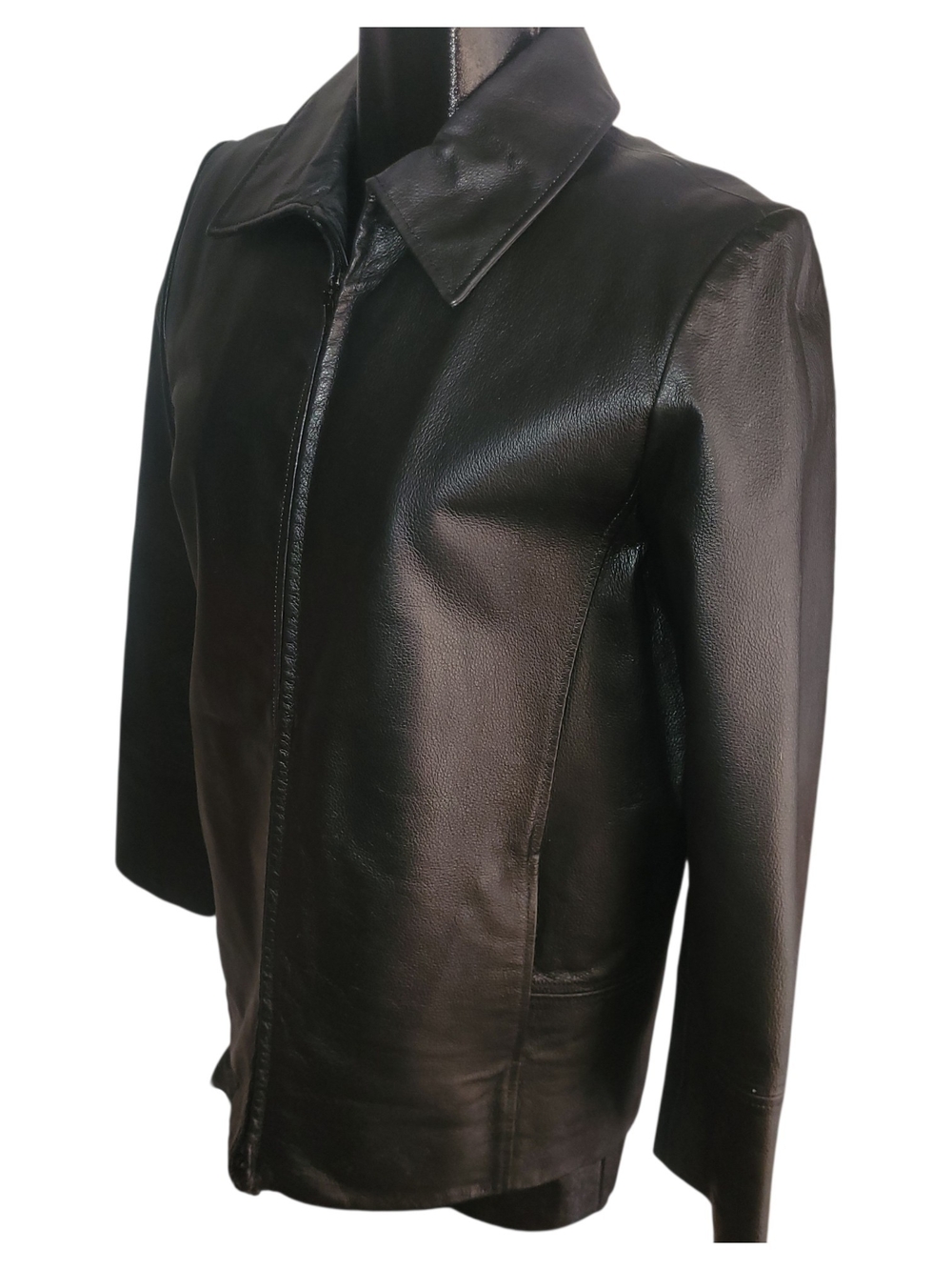 Danier Men's Black Classic Leather Zip-Front Jacket Size 6-8 - Picture 4 of 6